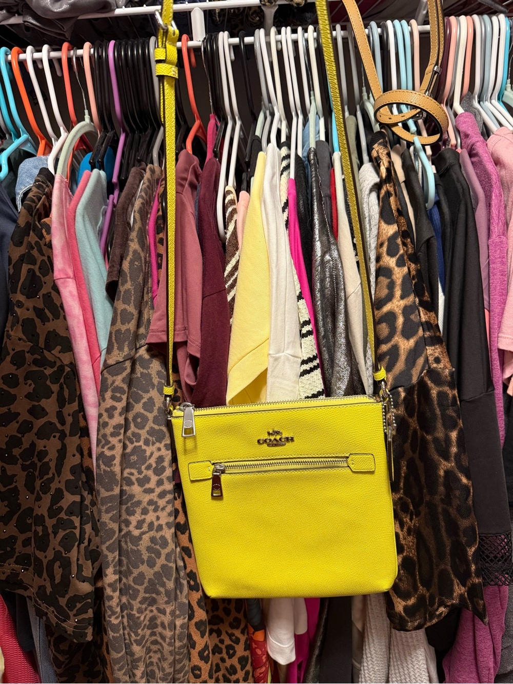 Coach Yellow Leather Crossbody Zip Pouch